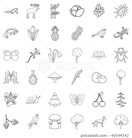 Spring icons set, outline style Spring icons set, outline style 40544542