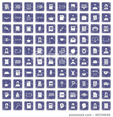 100 reader icons set grunge sapphire 40544648