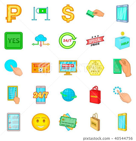 Electronic commerce icons set, cartoon style 40544756