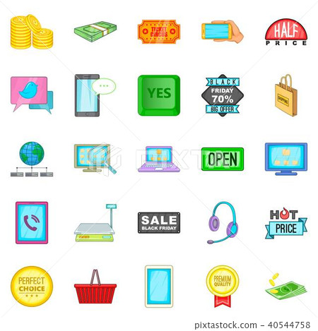 Electronic business icons set, cartoon style 40544758