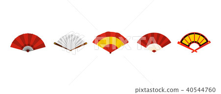 Hand fan icon set, flat style 40544760