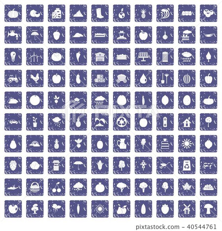 100 productiveness icons set grunge sapphire 40544761