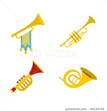 Trumpet icon set, flat style 40544794