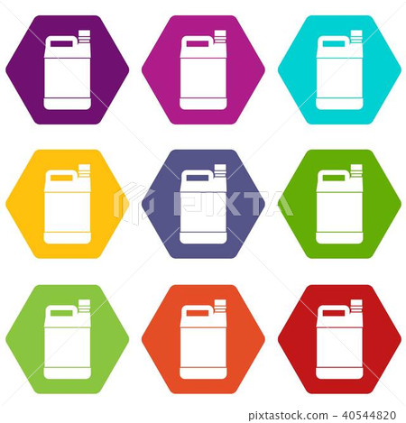Jerrycan icon set color hexahedron 40544820