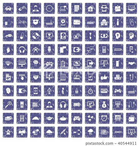 100 programmer icons set grunge sapphire 40544911