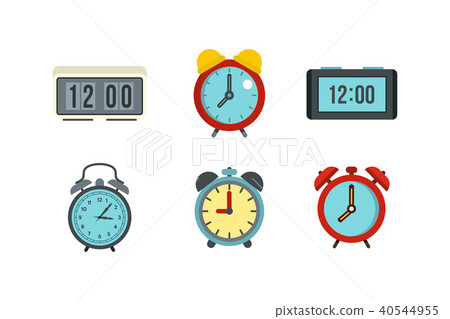 Alarm clock icon set, flat style Alarm clock icon set, flat style 40544955
