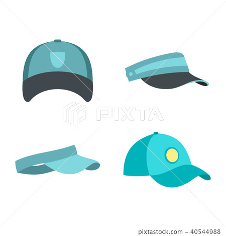 Baseball cap icon set, flat style - Stock Illustration [40544988] - PIXTA