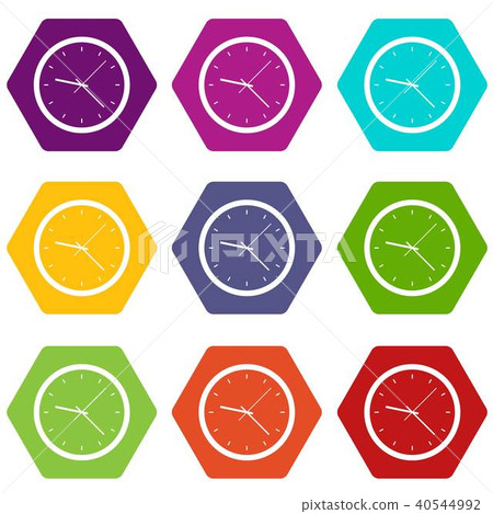 Wall clock icon set color hexahedron Wall clock icon set color hexahedron 40544992