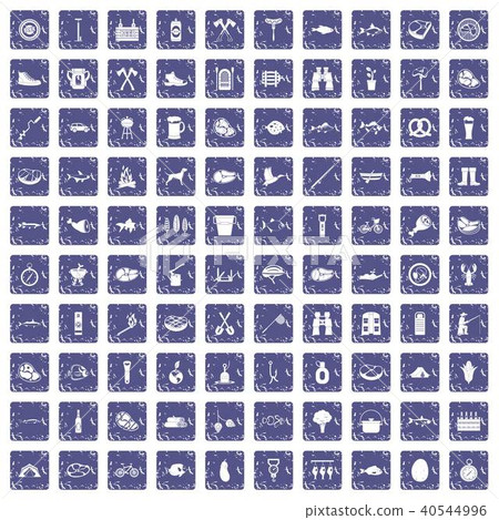 100 BBQ icons set grunge sapphire 100 BBQ icons set grunge sapphire 40544996
