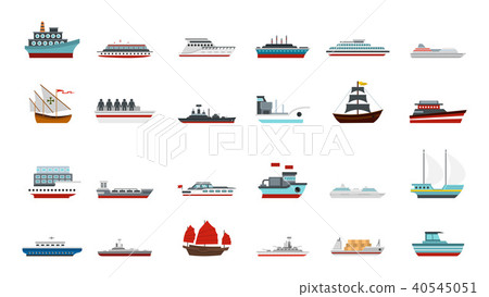Ship icon set, flat style Ship icon set, flat style 40545051