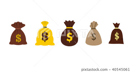 Money bag icon set, flat style Money bag icon set, flat style 40545061