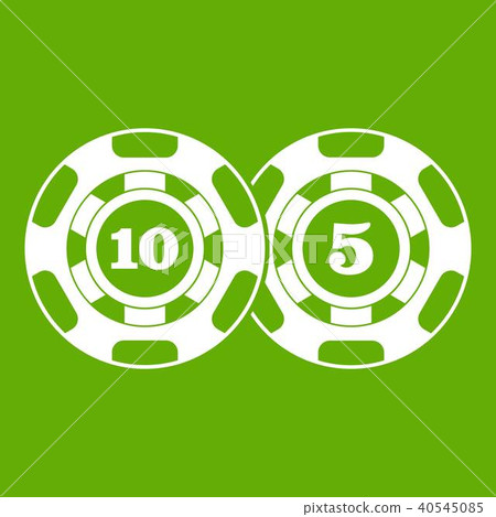 Poker chips nominal five and ten icon green 40545085
