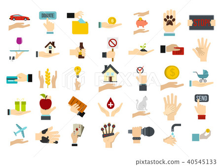 Object in hand icon set, flat style 40545133