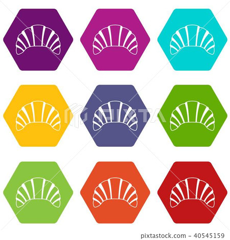 Croissant icon set color hexahedron Croissant icon set color hexahedron 40545159