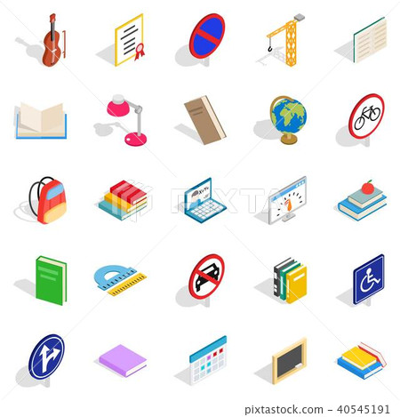 Exam preparation icons set, isometric style 40545191