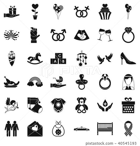 Fell icons set, simple style 40545193