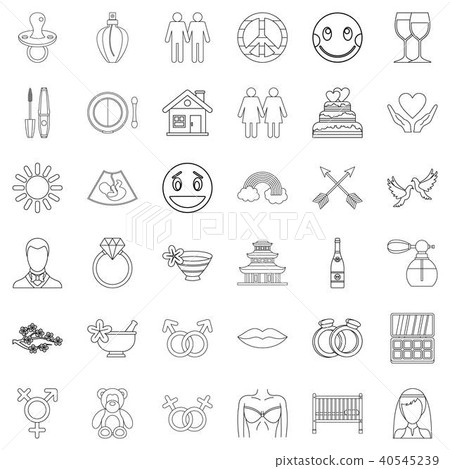 Sensitivity icons set, outline style Sensitivity icons set, outline style 40545239