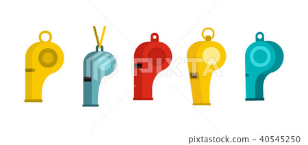 Whistle icon set, flat style Whistle icon set, flat style 40545250