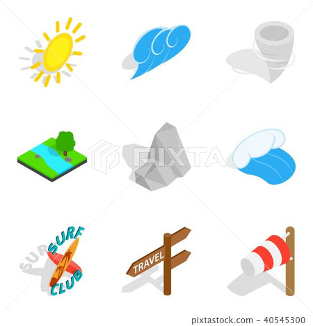 Prediction icons set, isometric style 40545300