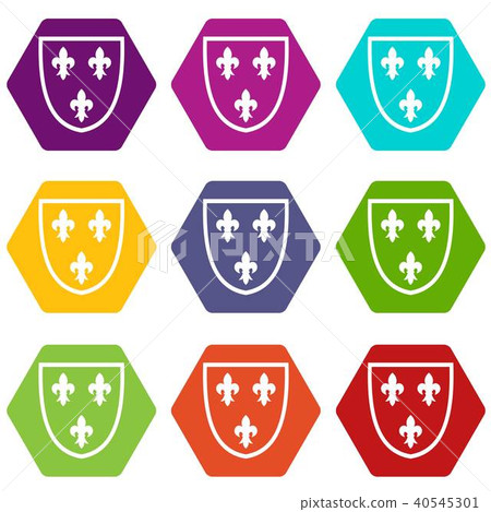 Crest icon set color hexahedron 40545301