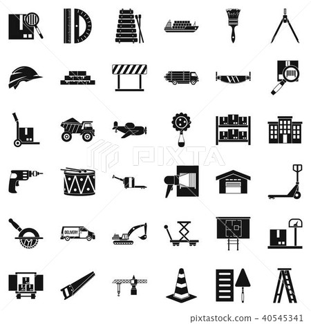 Shipping land icons set, simple style Shipping land icons set, simple style 40545341