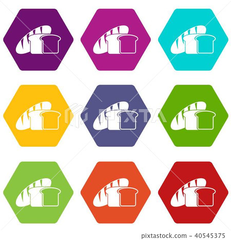 Bread icon set color hexahedron 40545375