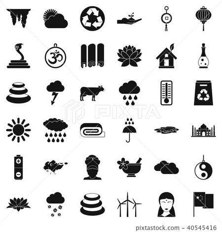 Asian location icons set, simple style 40545416