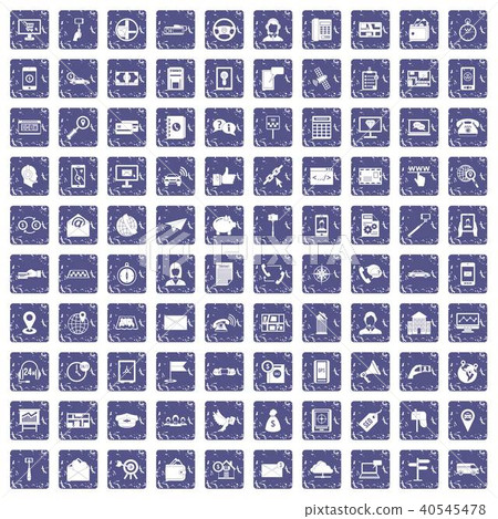 100 smartphone icons set grunge sapphire 40545478