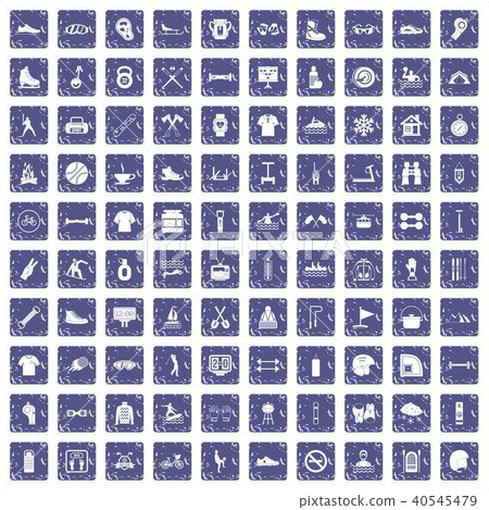 100 sport life icons set grunge sapphire 40545479