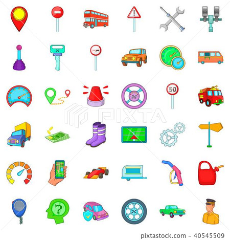 Motor transportation icons set, cartoon style 40545509