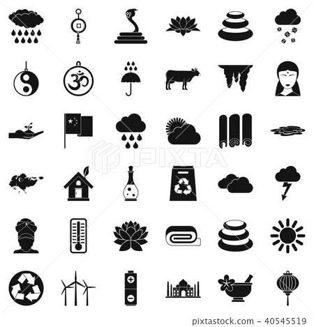 Asian place icons set, simple style 40545519
