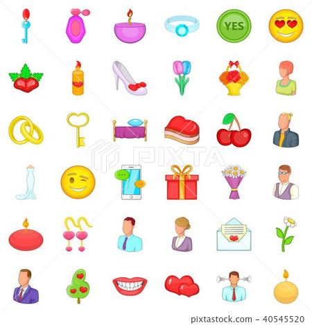 Amorous icons set, cartoon style 40545520