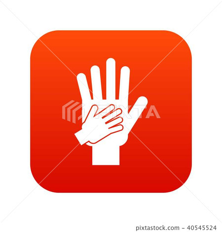 Parent and child hands together icon digital red Parent and child hands together icon digital red 40545524