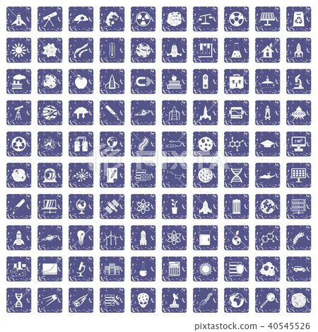 100 space icons set grunge sapphire 40545526