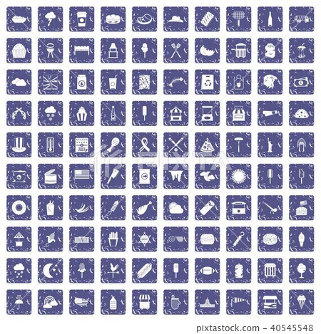 100 street food icons set grunge sapphire 100 street food icons set grunge sapphire 40545548
