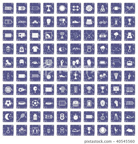 100 stadium icons set grunge sapphire 40545560
