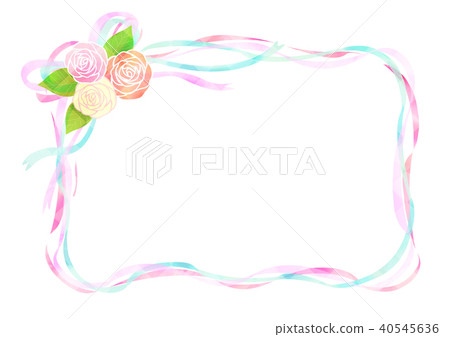 絲帶和玫瑰框架 絲帶和玫瑰框架 40545636