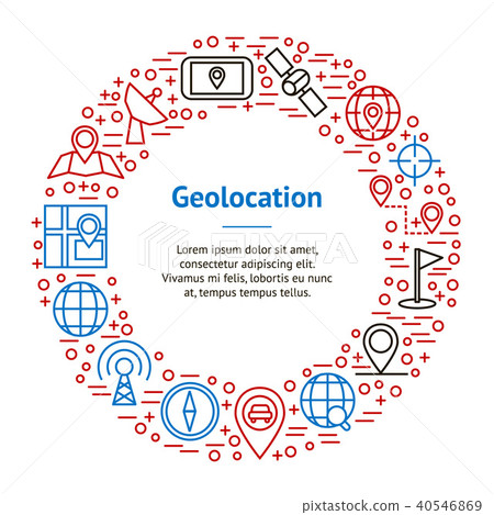 Geolocation Navigation Banner Card Circle. Vector Geolocation Navigation Banner Card Circle. Vector 40546869
