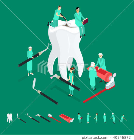 Dental Care Concept and Elements 3d Isometric View. Vector Dental Care Concept and Elements 3d Isometric View. Vector 40546872