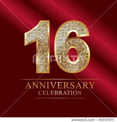 16th golden shiny mosaic in disco ball style. 16th golden shiny mosaic in disco ball style. 40547075