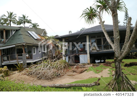 夏威夷，考艾島，Napali，海，Hanalei，假日，放鬆，大雨，災害，房子崩潰 40547328