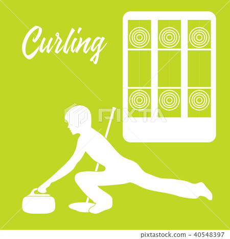 Playground for curling, broom, stone and athlete 40548397