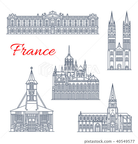 Travel landmark of France thin line icon design 40549577
