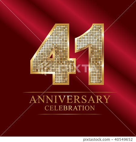 41st Golden shiny mosaic in disco ball style. 41st Golden shiny mosaic in disco ball style. 40549652