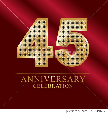 45th Golden shiny mosaic in disco ball style. 45th Golden shiny mosaic in disco ball style. 40549657