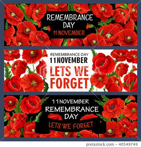 Vector 11 November Remembrance day poppy banners 40549749