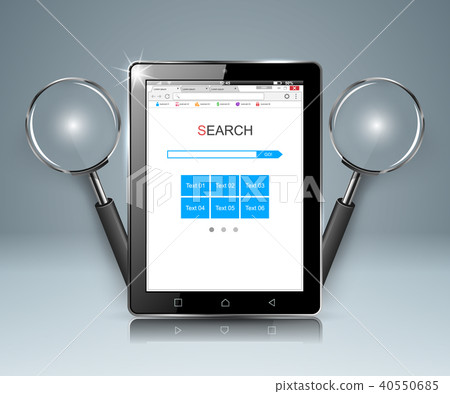 Digital gadget, tablet, smartphone, loupe icon. Digital gadget, tablet, smartphone, loupe icon. 40550685