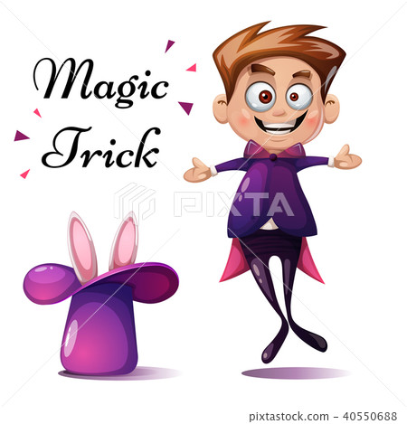 Cartoon boy illustration. Magic tric, rabbit , trick. Cartoon boy illustration. Magic tric, rabbit , trick. 40550688
