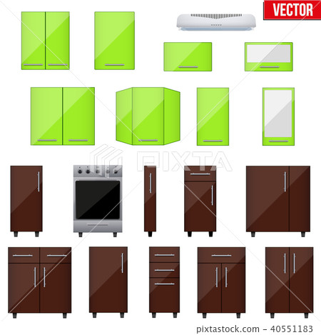 Set of realistic Modular kitchen objects. 40551183