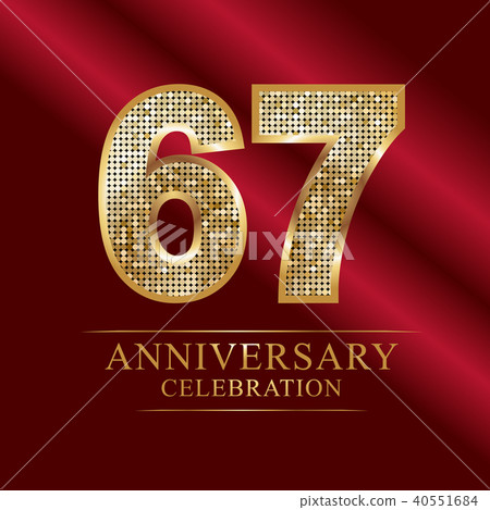 67th Golden shiny mosaic in disco ball style. 67th Golden shiny mosaic in disco ball style. 40551684